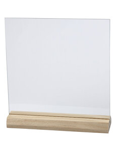 Creativ Company Glazen plaat met houten voet, afm 15,5x15,5 cm, dikte 28 mm, 10 set/ 1 doos
