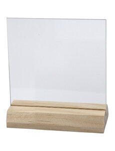 Creativ Company Glazen plaat met houten voet, afm 7,5x7,5 cm, dikte 28 mm, 10 set/ 1 doos