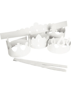 Creativ Company Kronen, H: 10-16,5 cm, L: 60 cm, 230 gr, wit, 5 stuk/ 1 doos