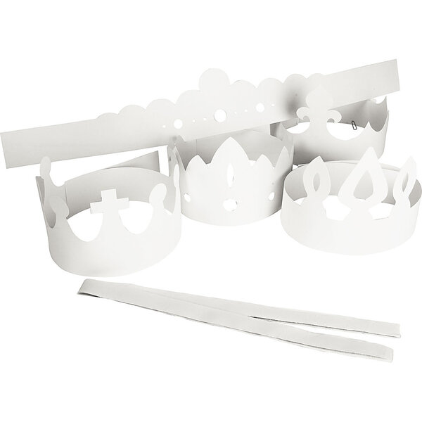 Creativ Company Kronen, H: 10-16,5 cm, L: 60 cm, 230 gr, wit, 5 stuk/ 1 doos