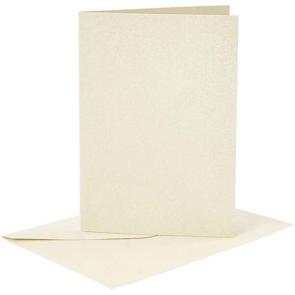 Creativ Company Kaarten en enveloppen, afmeting kaart 10,5x15 cm, afmeting envelop 11,5x16,5 cm, parelmoer, 120+210 gr, off-white, 4 set/ 1 doos