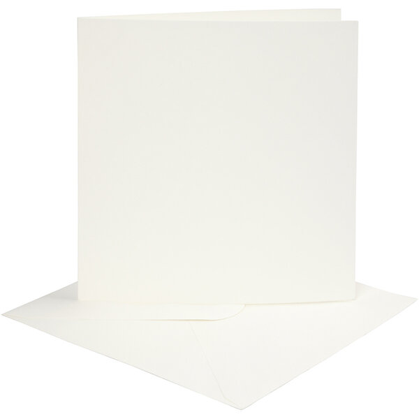 Creativ Company Kaarten en enveloppen, afmeting kaart 15,2x15,2 cm, afmeting envelop 16x16 cm, 220 gr, off-white, 4 set/ 1 doos