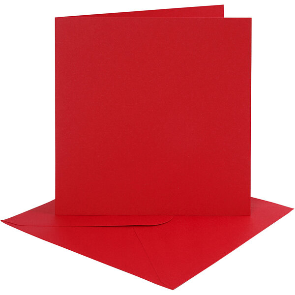 Creativ Company Kaarten en enveloppen, afmeting kaart 15,2x15,2 cm, afmeting envelop 16x16 cm, 230 gr, rood, 4 set/ 1 doos