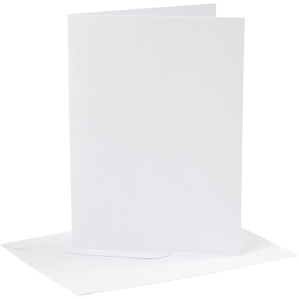 Creativ Company Kaarten en enveloppen, afmeting kaart 12,7x17,8 cm, afmeting envelop 13,3x18,5 cm, 230 gr, wit, 4 set/ 1 doos