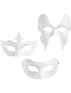 Creativ Company Maskers, H: 10-20 cm, B: 18-20 cm, wit, 3x4 stuk/ 1 doos