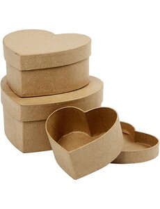 Creativ Company Harten dozen, H: 5+6,5+7,5 cm, B: 10+12,5+15 cm, 3 stuk/ 1 set