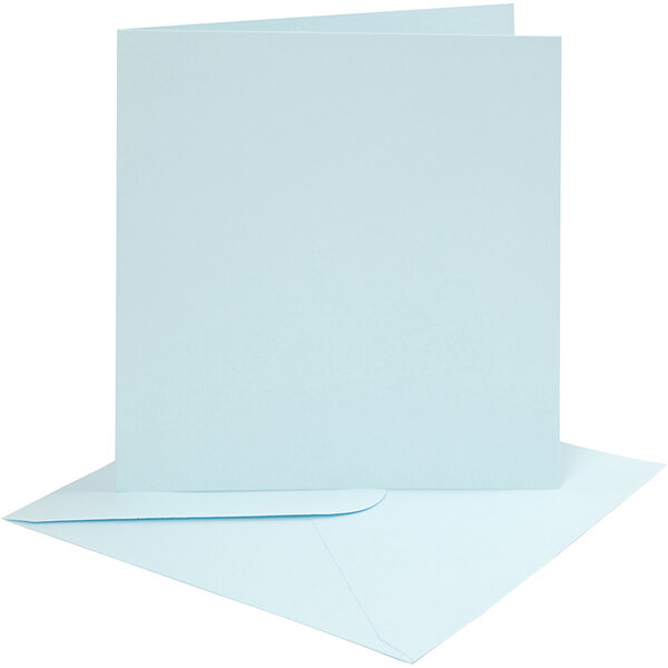 Creativ Company Kaarten en enveloppen, afmeting kaart 15,2x15,2 cm, afmeting envelop 16x16 cm, 220 gr, lichtblauw, 4 set/ 1 doos