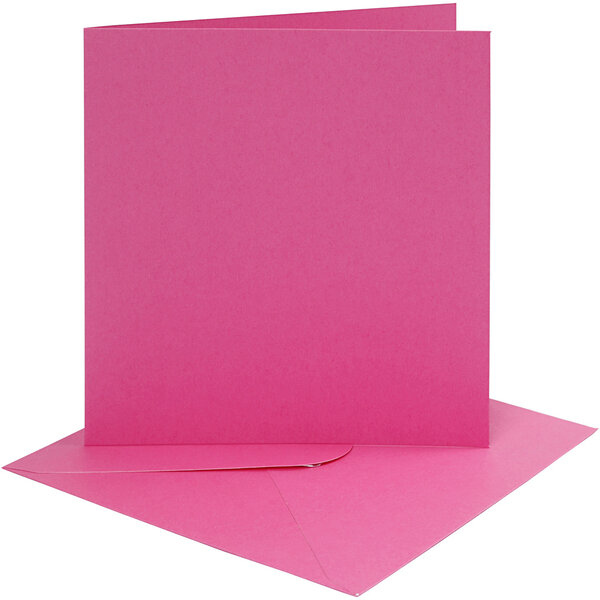 Creativ Company Kaarten en enveloppen, afmeting kaart 15,2x15,2 cm, afmeting envelop 16x16 cm, 220 gr, roze, 4 set/ 1 doos