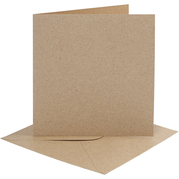 Creativ Company Kaarten en enveloppen, afmeting kaart 15,2x15,2 cm, afmeting envelop 16x16 cm, 230 gr, naturel, 4 set/ 1 doos