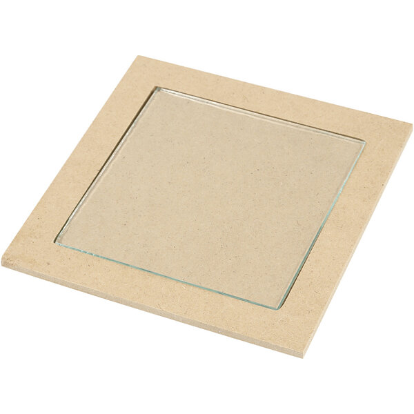 Creativ Company Onderzetter met glazen plaat, afm 15x15x0,5 cm, 6 stuk/ 1 doos
