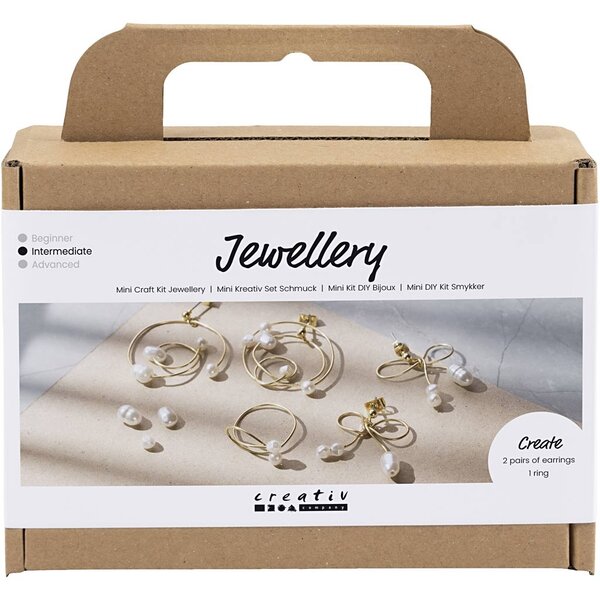 Creativ Company Mini Hobbyset Sieraden, Oorbellen van metaaldraad, verguld, 1 doos