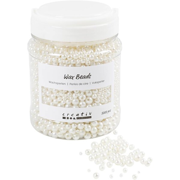 Creativ Company Waskralen, d 3-8 mm, gatgrootte 1,3-2,5 mm, wit parelmoer, 430 gr, 700 ml/ 1 Doosje
