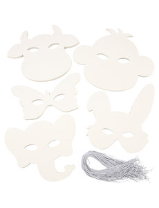 Creativ Company Dierenmaskers, H: 13-24 cm, B: 20-28 cm, 230 gr, wit, 100 stuk/ 1 doos