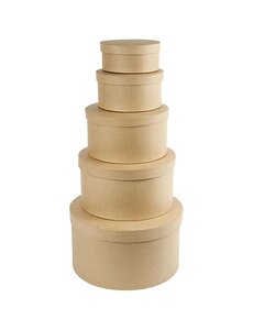 Creativ Company Ronde Hoedendozen, H: 8+10+13+15+19 cm, d 16,5+18,5+24+28,5+35,5 cm, 5 stuk/ 1 set