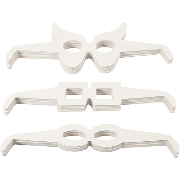 Creativ Company Brillen, H: 4,5-10 cm, L: 32 cm, wit, 160 stuk/ 1 doos