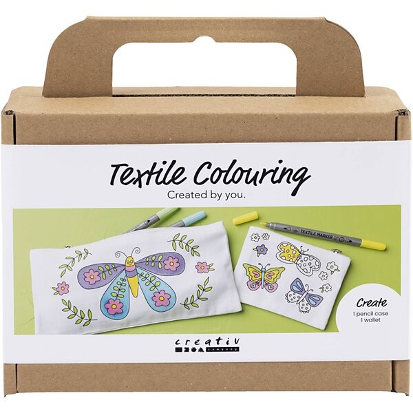 Creativ Company Mini Hobbyset Textiel Decoreren, Vlinders, pastelkleuren, 1 doos