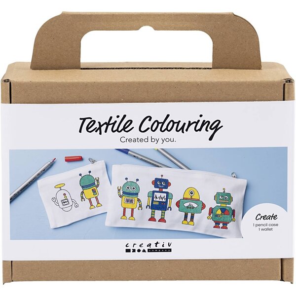 Creativ Company Mini Hobbyset Textiel Decoreren, Robot, primair kleuren, 1 doos