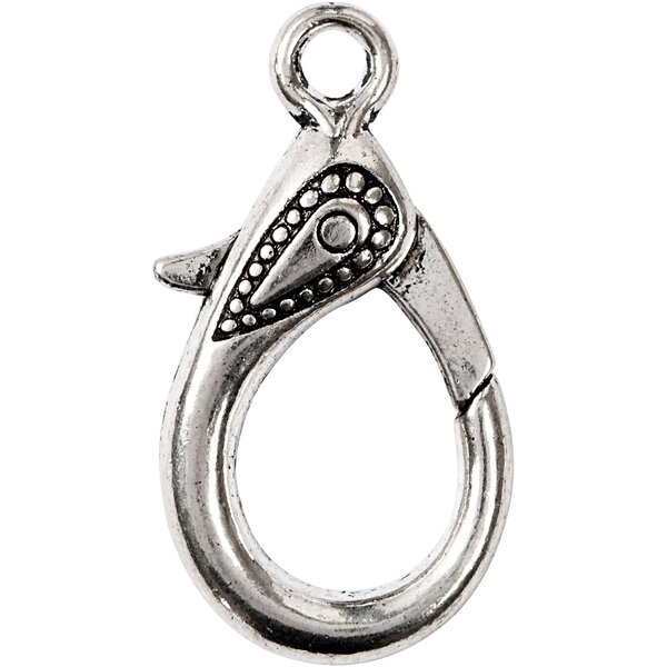 Creativ Company Karabijnslot, L: 30 mm, gatgrootte 3 mm, antiek zilver, 4 stuk/ 1 doos