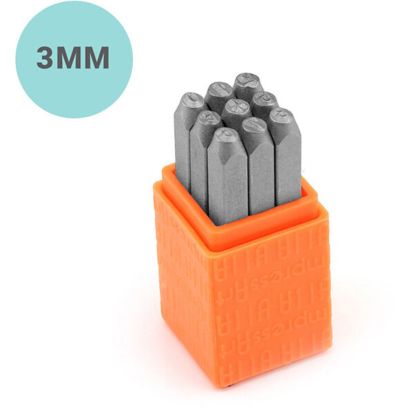 ImpressArt Embossing stempels, Font: Sans Serif , afm 3 mm, 9 stuk/ 1 set