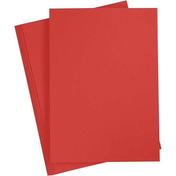 Creativ Company Gekleurd Karton, A4, vel 210x297 mm, 180 gr, rood, 20 vel/ 1 doos