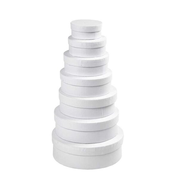 Creativ Company Ronde dozen, H: 4+4,5+5+5,5+6+6,5+7 cm, d 8,5+10,5+12,5+14,5+16,5+18,5+21,5 cm, wit, 7 stuk/ 1 set