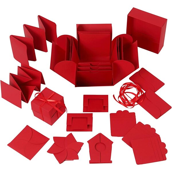 Creativ Company Explosion box, afm 7x7x7,5+12x12x12 cm, rood, 1 stuk