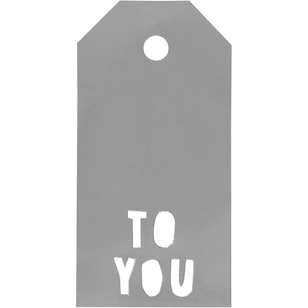 Vivi Gade Cadeaulabels, TO YOU, afm 5x10 cm, 300 gr, zilver, 15 stuk/ 1 doos
