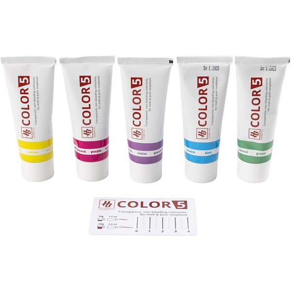 Zeepverf, diverse kleuren, 5x30 gr/ 1 doos