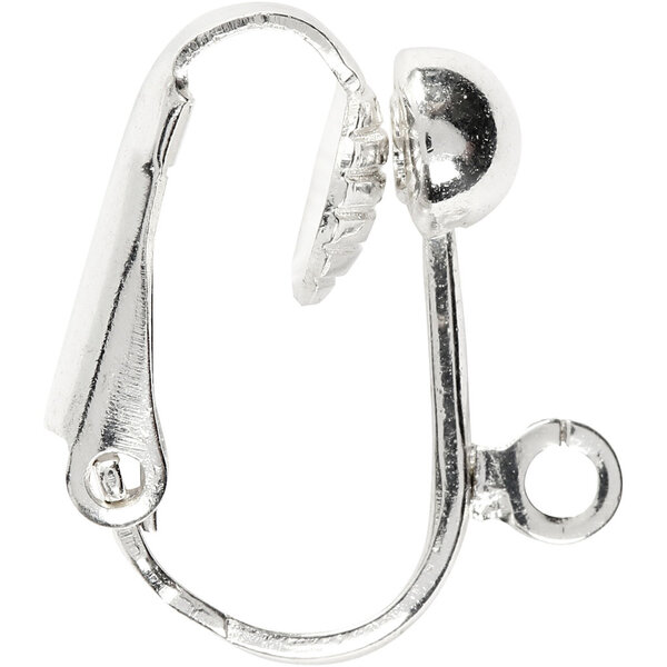 Creativ Company Clip-on oorbellen, L: 16,5 mm, B: 1,5 mm, gatgrootte 1,6 mm, verzilverd, 40 stuk/ 1 doos