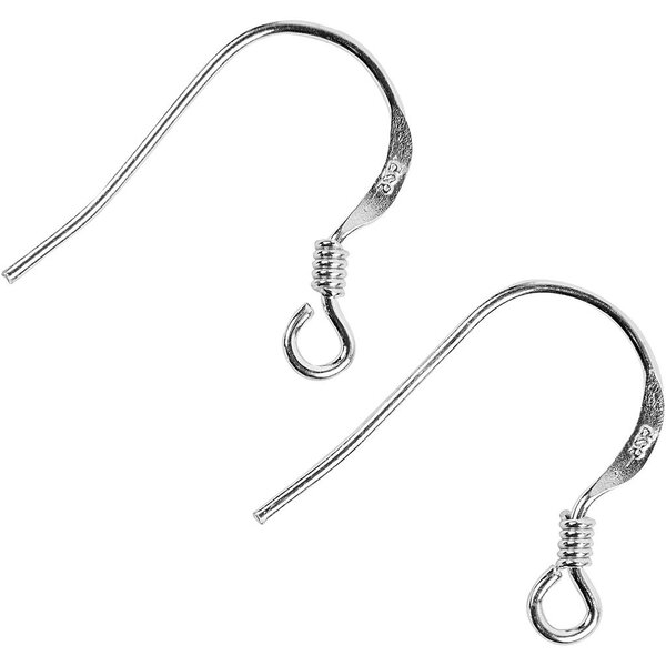 Creativ Company Oorbelhaaken, L: 14 mm, zilver, 10 stuk/ 1 doos