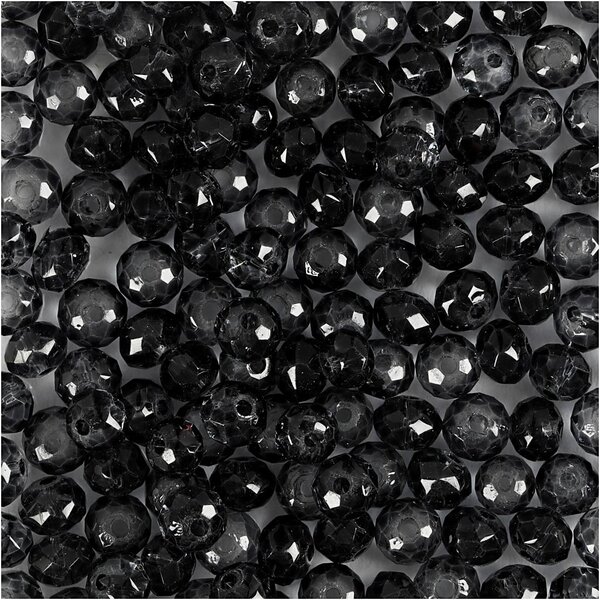 Creativ Company Facet Kralen, d 4 mm, gatgrootte 1 mm, grijs, 45 stuk/ 1 doos