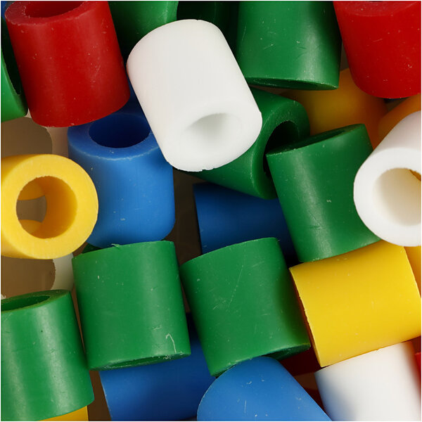 NABBI Strijkkralen, afm 10x10 mm, gatgrootte 5,5 mm, JUMBO, standaardkleuren, 3200 div/ 1 doos