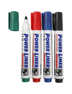  Whiteboard stiften, lijndikte 4 mm, zwart, blauw, groen, rood, 4 stuk/ 1 doos