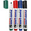 Whiteboard stiften, lijndikte 4 mm, zwart, blauw, groen, rood, 4 stuk/ 1 doos