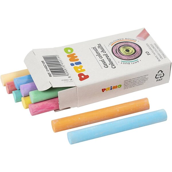 PRIMO Schoolbordkrijt, L: 8 cm, d 10 mm, 10x10 stuk/ 1 doos