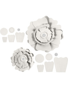 Creativ Company Papieren bloemen, d 15+25 cm, 230 gr, wit, 2 stuk/ 1 doos