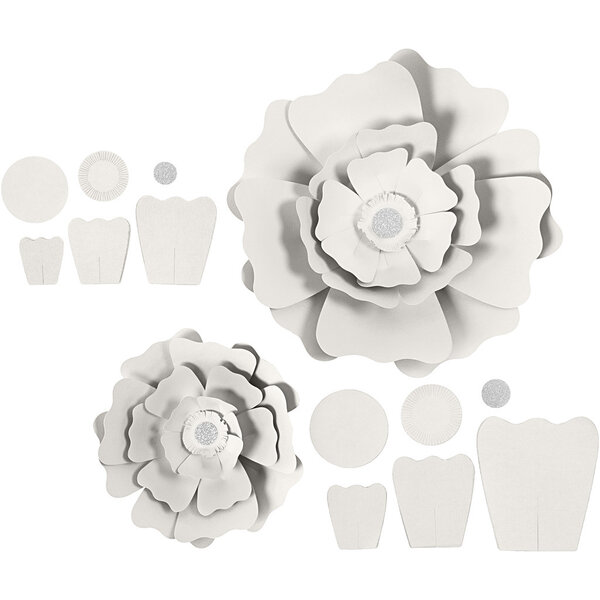 Creativ Company Papieren bloemen, d 15+25 cm, 230 gr, wit, 2 stuk/ 1 doos