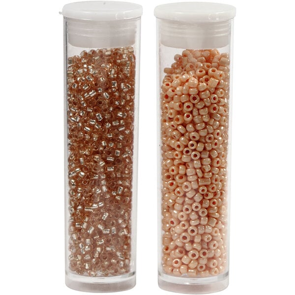 Creativ Company Rocailles, d 1,7 mm, afm 15/0, gatgrootte 0,5-0,8 mm, peach, light peach, 2x7 gr/ 1 doos