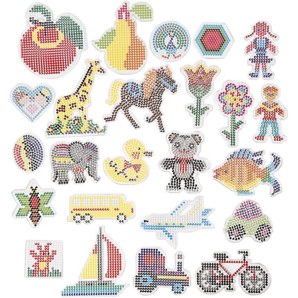 Creativ Company Onderplaat, geometrie, dieren, kinderen/bloemen en transport, afm 7x7,5-14x16 cm, medium, helder, 4x10 doos/ 1 doos