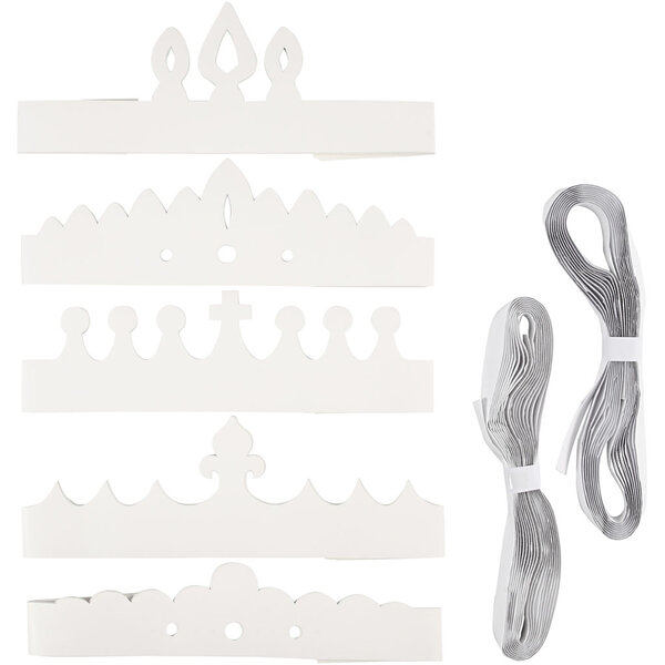 Creativ Company Kronen, H: 10-16,5 cm, L: 60 cm, 230 gr, wit, 50 stuk/ 1 doos