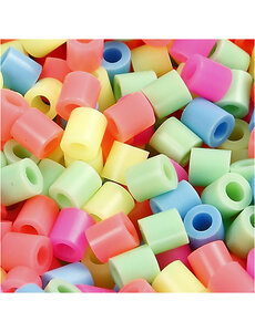 NABBI Strijkkralen, afm 5x5 mm, gatgrootte 2,5 mm, medium, pastelkleuren, 6000 div/ 1 doos