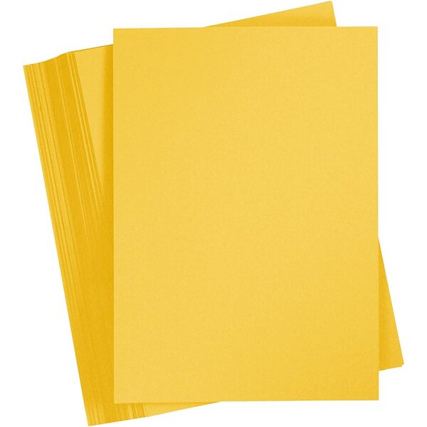 Creativ Company Gekleurd Karton, A4, vel 210x297 mm, 180 gr, sun yellow, 100 vel/ 1 doos