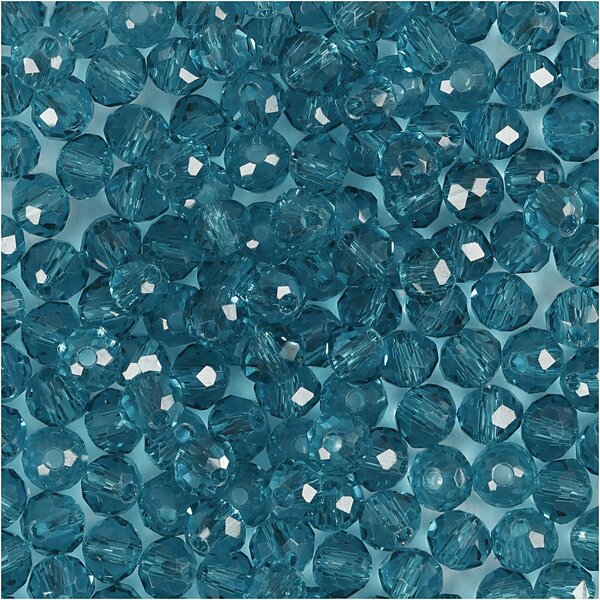 Creativ Company Facet Kralen, d 4 mm, gatgrootte 1 mm, turquoise, 45 stuk/ 1 doos