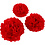 Creativ Company Pompon van papier, d 20+24+30 cm, 16 gr, rood, 3 stuk/ 1 doos