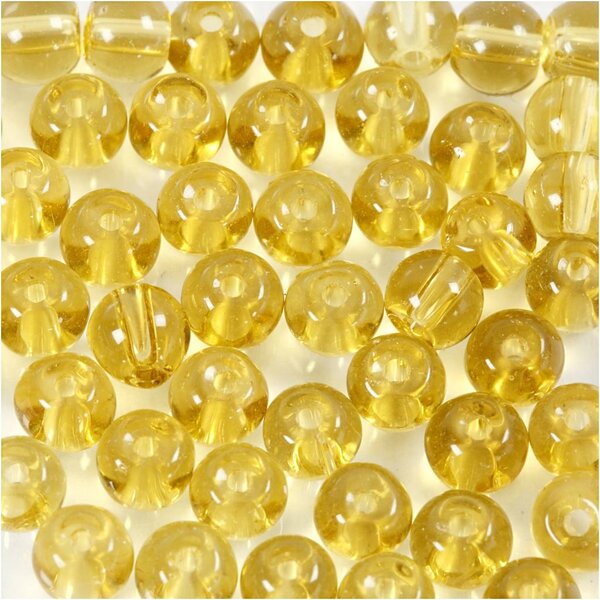 Creativ Company Glas Kralen, d 4 mm, gatgrootte 1 mm, geel, 45 stuk/ 1 doos