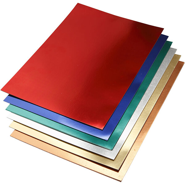 Metallic Foliekarton, A2, vel 420x594 mm, 280 gr, diverse kleuren, 30 div vellen/ 1 doos