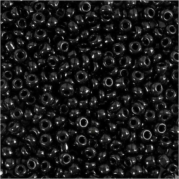 Creativ Company Rocailles, d 3 mm, afm 8/0, gatgrootte 0,6-1,0 mm, zwart, 25 gr/ 1 doos