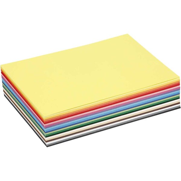 Colortime Gekleurd Karton, A5, vel 148x210 mm, 180 gr, diverse kleuren, 300 div vellen/ 1 doos