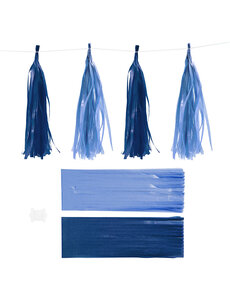 Creativ Company Tassels, afm 12x35 cm, 14 gr, donkerblauw/lichtblauw, 12 stuk/ 1 doos