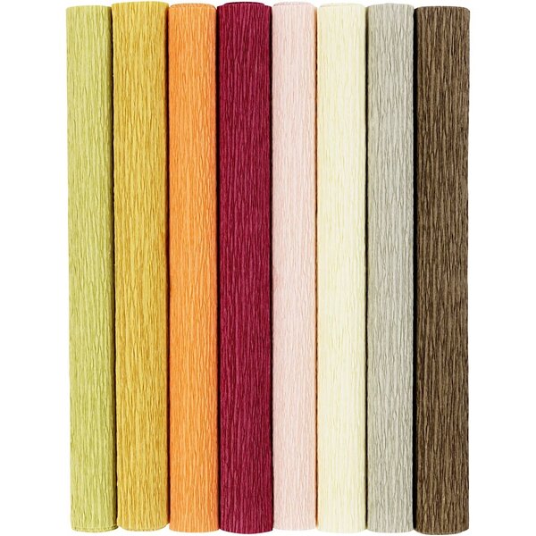 Creativ Company Crêpepapier, vel 25x60 cm, Crêpe-verhouding: 180%, 105 gr, pastelkleuren, 8 vel/ 1 doos